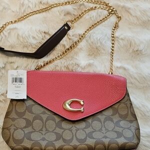 Coach Pink and Brown Crossbody Bag